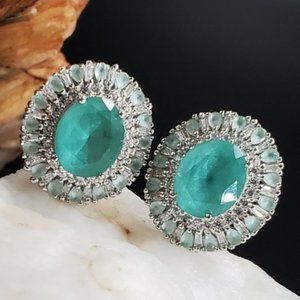 Sterling Silver 925 Earrings Natural Chalcedony Gem Designer Silversmith